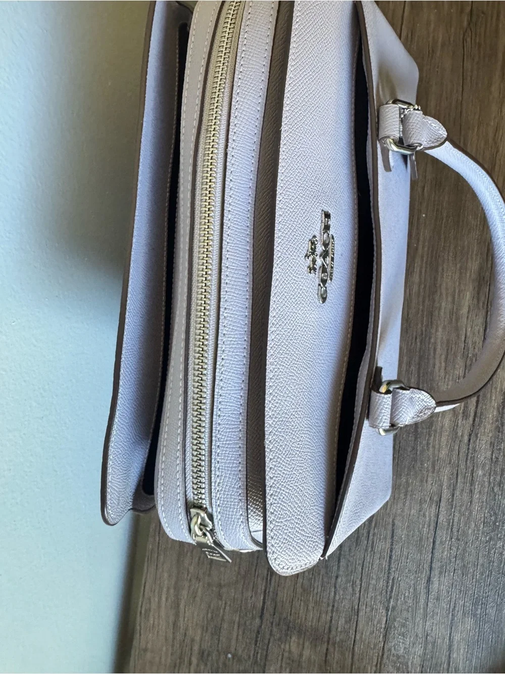 NWT-COACH Darcie Caryall Pebbled Leather Satchel Handbag in Light Lavender Purpl